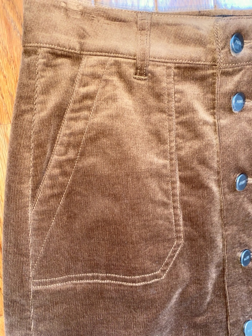 Paige $269 Meadow Brown Corduroy Midi Pencil Skirt | Size 4 NWOT - Picture 8 of 13